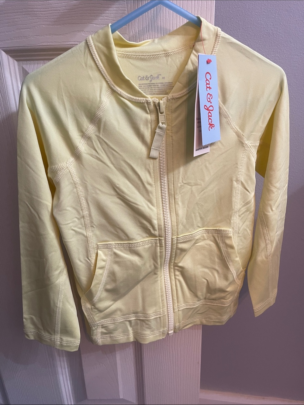 Cat & Jack Pale Yellow Zip Swim Cover Up for Todlers